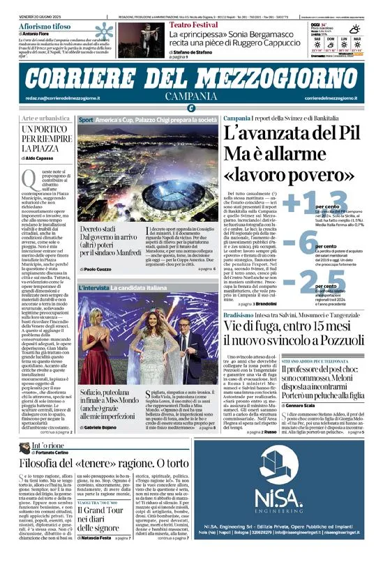 Prima-pagina-corriere del mezzogiorno-del-2025-06-20